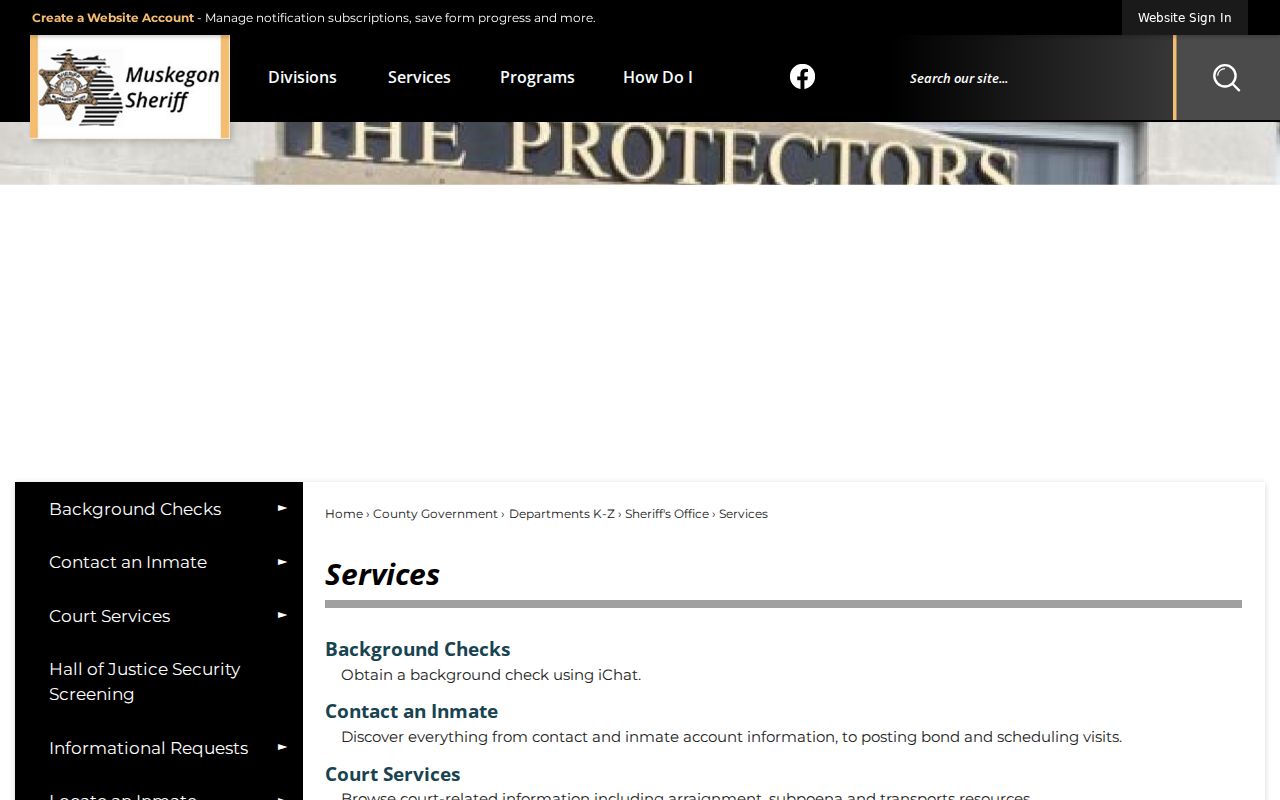 Muskegon County sheriff criminal record services